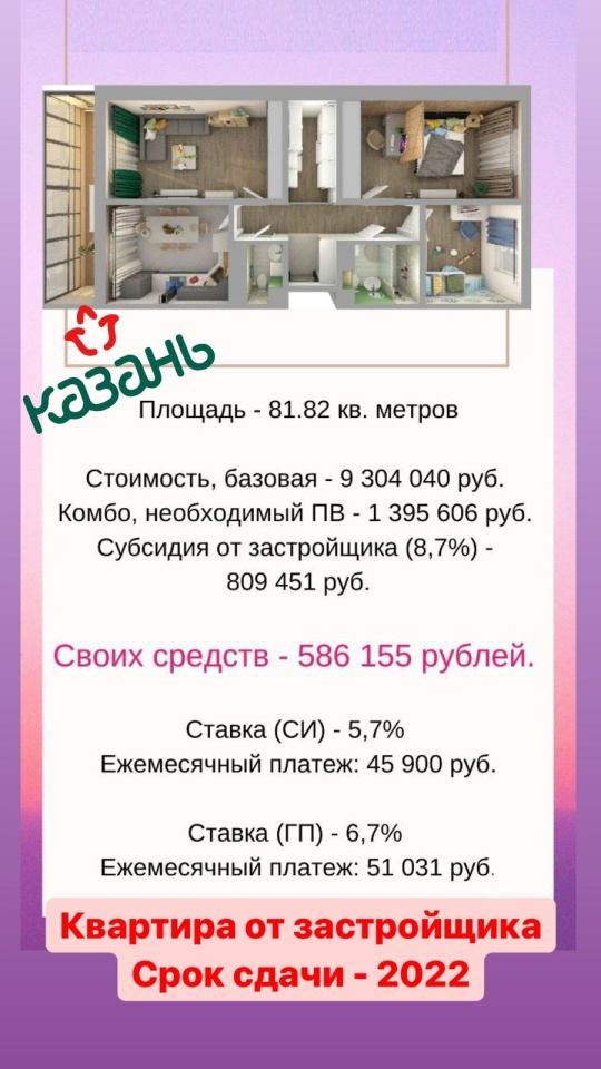 Большой выбор квартир в новых домах от Застройщиков Казани.Ипотека, субсидированные ставки.